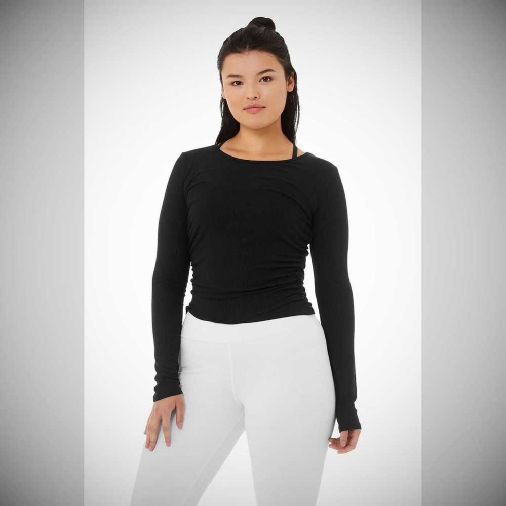 Long Sleeve Alo Yoga Gather Mujer Negros | MX-76IZPG