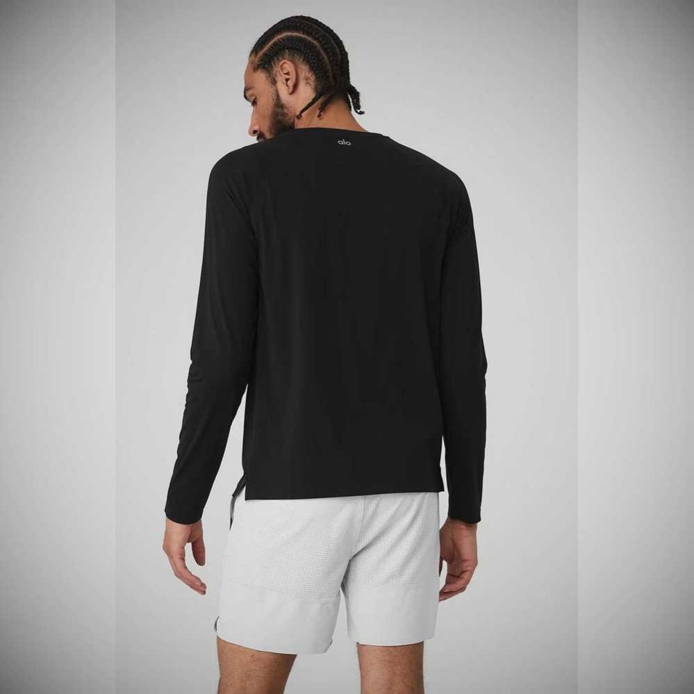 Long Sleeve Alo Yoga Idol Performance Tee Hombre Negros | MX-46LSND