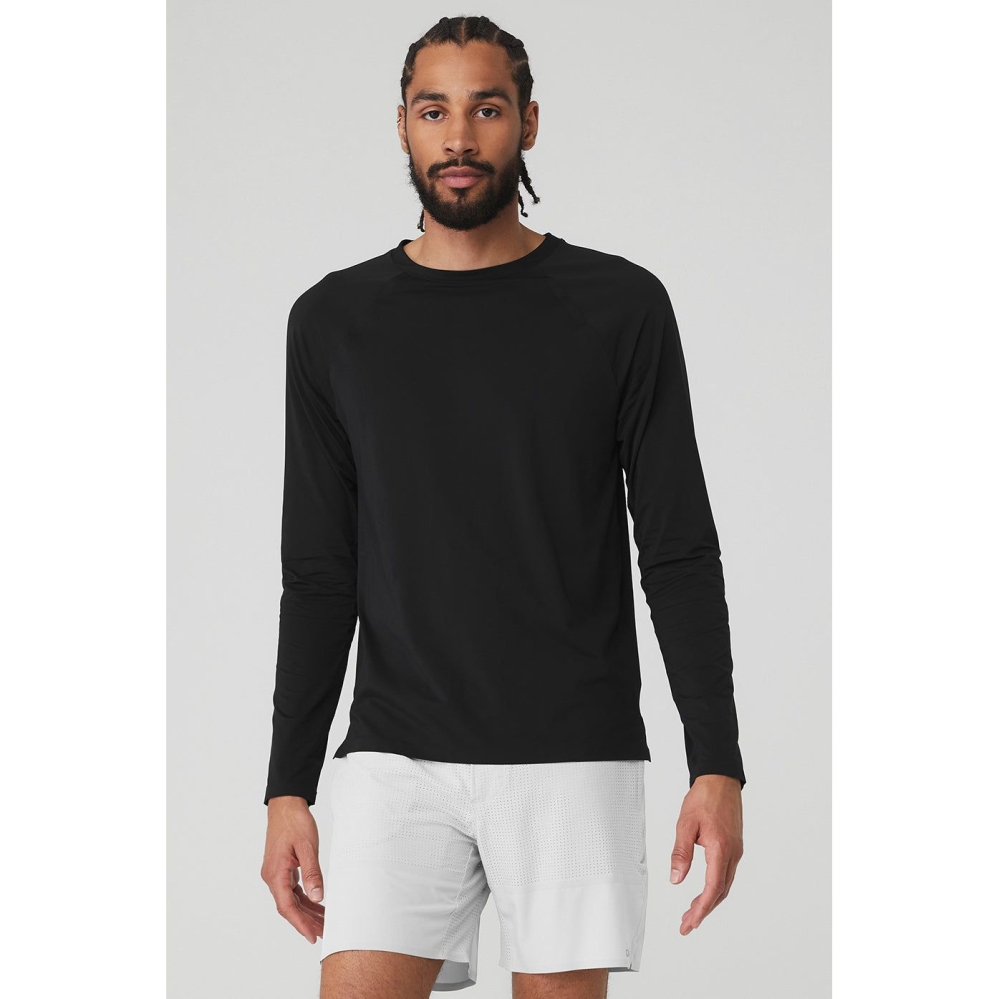 Long Sleeve Alo Yoga Idol Performance Tee Hombre Negros | MX-46LSND