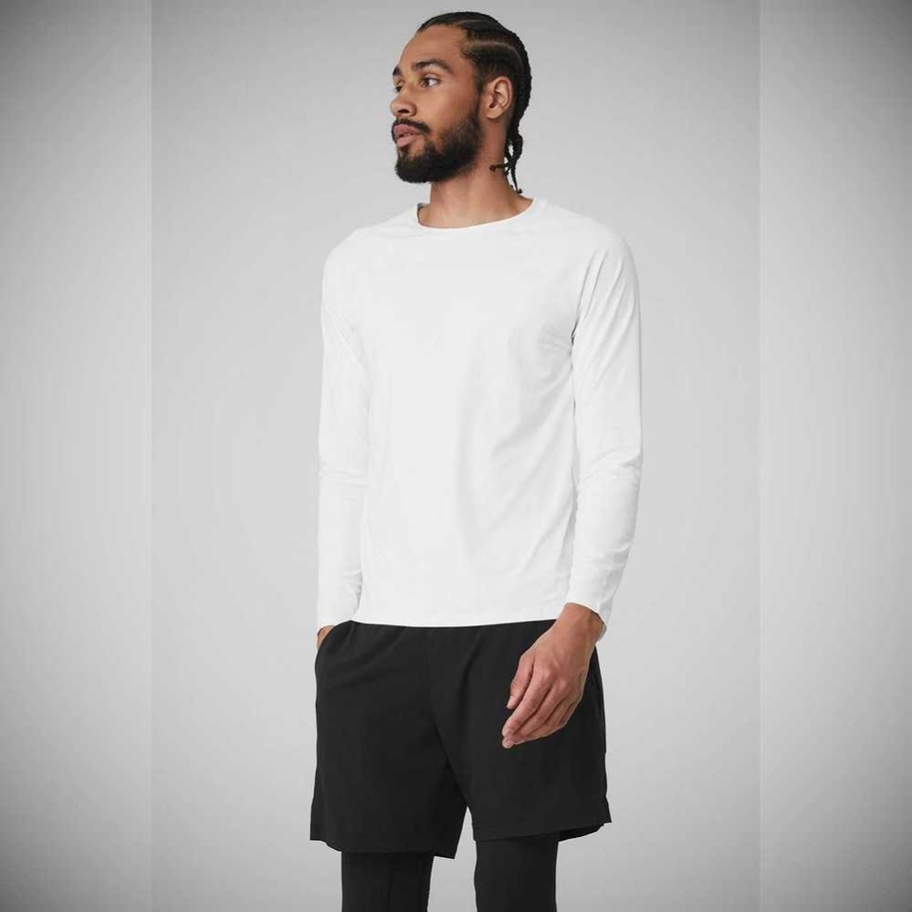 Long Sleeve Alo Yoga Idol Performance Tee Hombre Blancos | MX-48HQXD