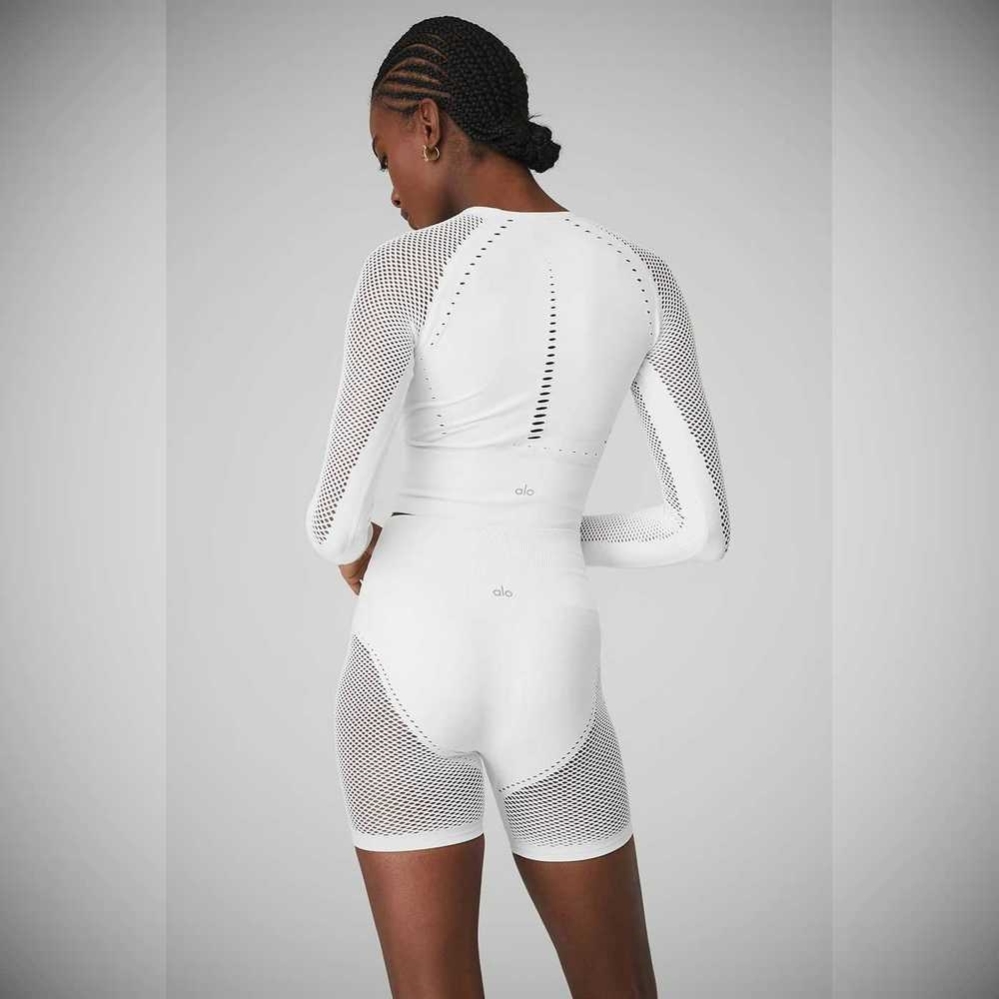 Long Sleeve Alo Yoga Seamless Open Air Mujer Blancos | MX-67YVJS