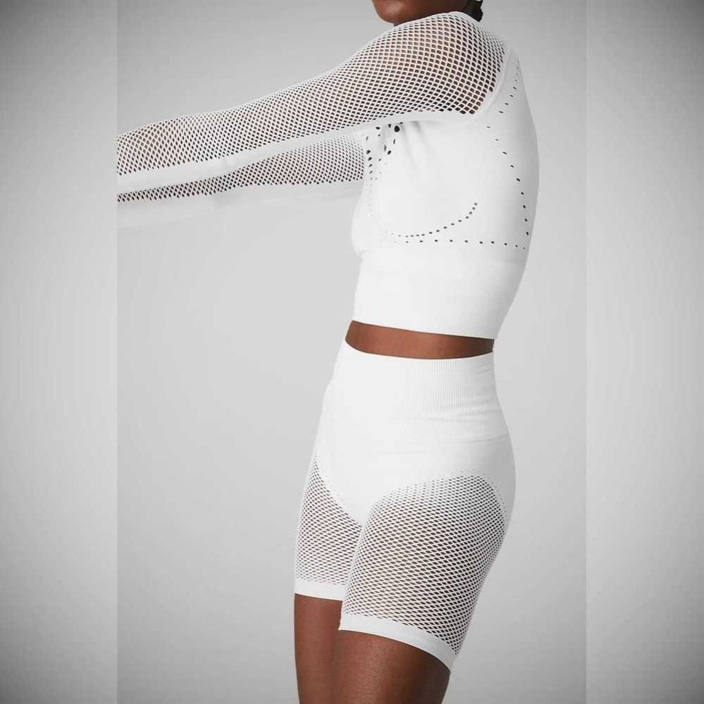 Long Sleeve Alo Yoga Seamless Open Air Mujer Blancos | MX-67YVJS