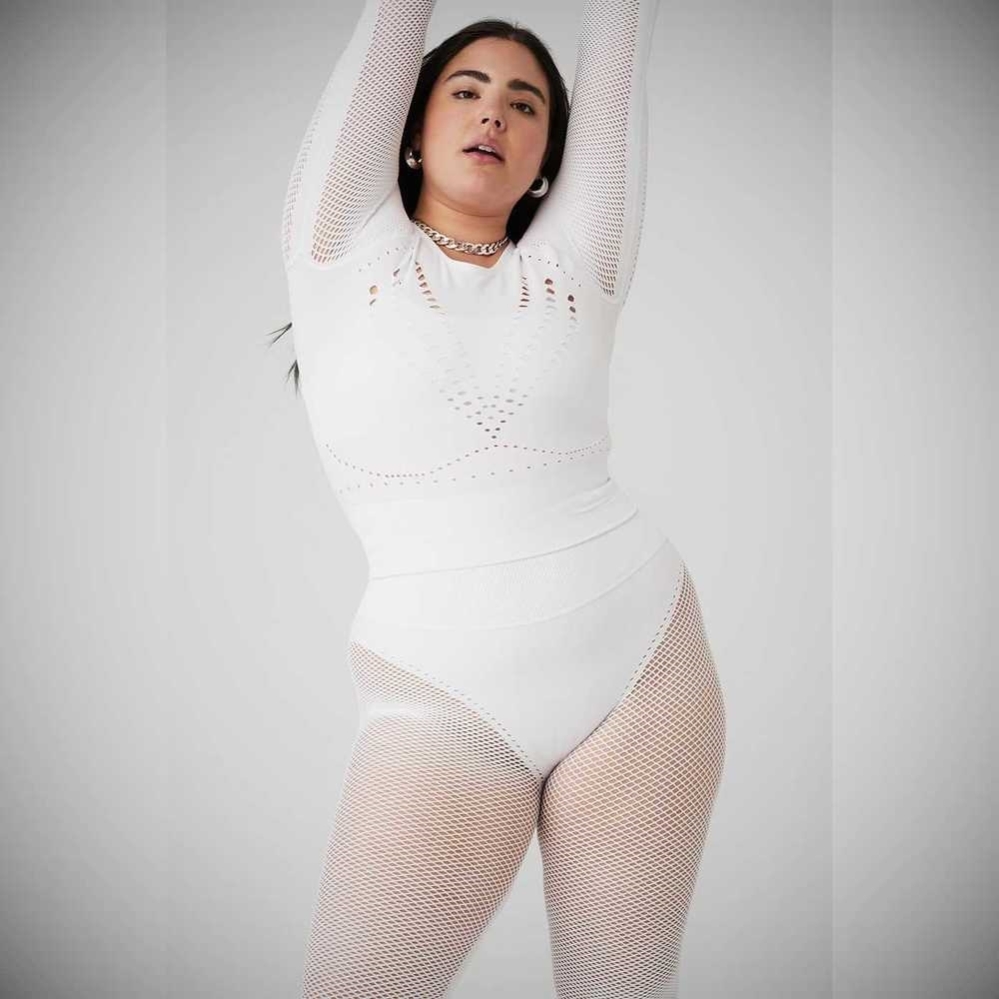 Long Sleeve Alo Yoga Seamless Open Air Mujer Blancos | MX-67YVJS