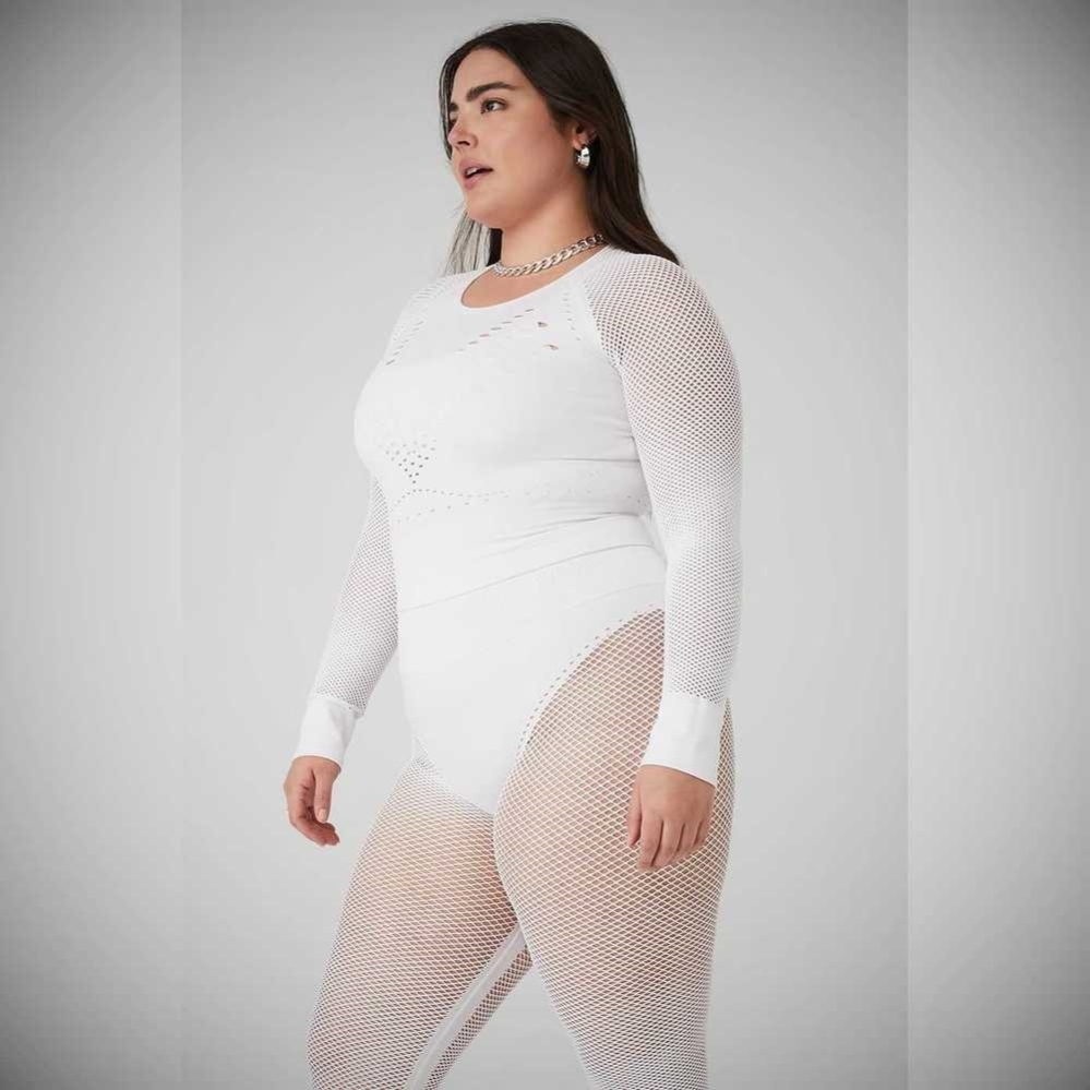 Long Sleeve Alo Yoga Seamless Open Air Mujer Blancos | MX-67YVJS