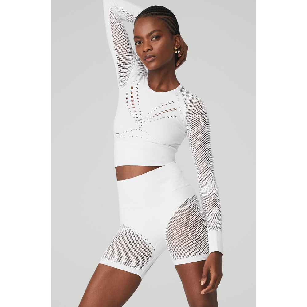 Long Sleeve Alo Yoga Seamless Open Air Mujer Blancos | MX-67YVJS