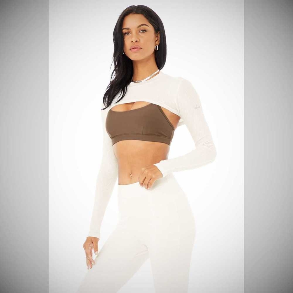 Long Sleeve Alo Yoga Thrill Seeker Shrug Mujer Blancos | MX-12EPYB