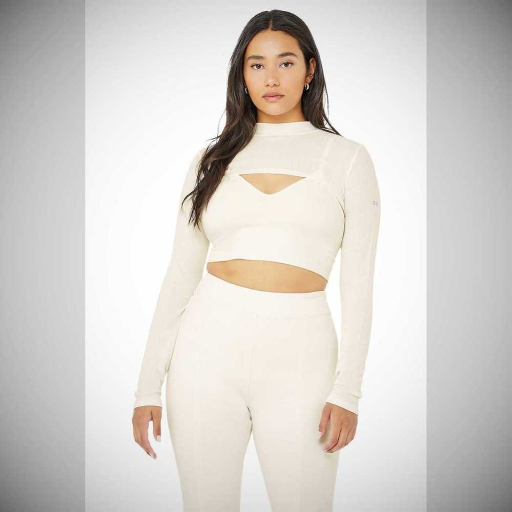 Long Sleeve Alo Yoga Thrill Seeker Shrug Mujer Blancos | MX-12EPYB