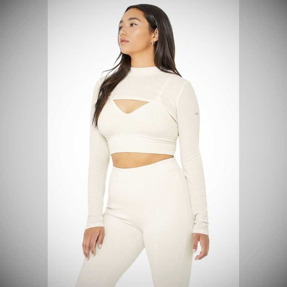 Long Sleeve Alo Yoga Thrill Seeker Shrug Mujer Blancos | MX-12EPYB