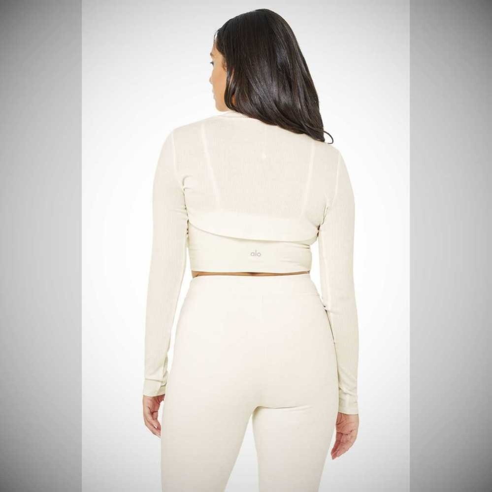 Long Sleeve Alo Yoga Thrill Seeker Shrug Mujer Blancos | MX-12EPYB