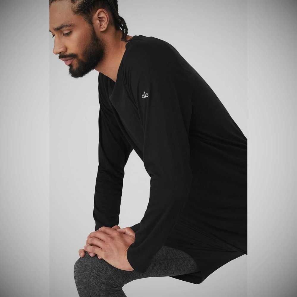 Long Sleeve Alo Yoga Triumph Tee Hombre Negros | MX-17CHZM