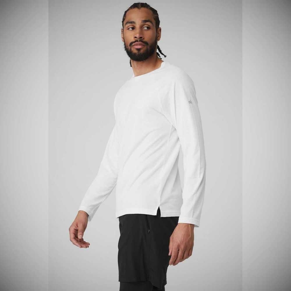 Long Sleeve Alo Yoga Triumph Tee Hombre Blancos | MX-69BEWG