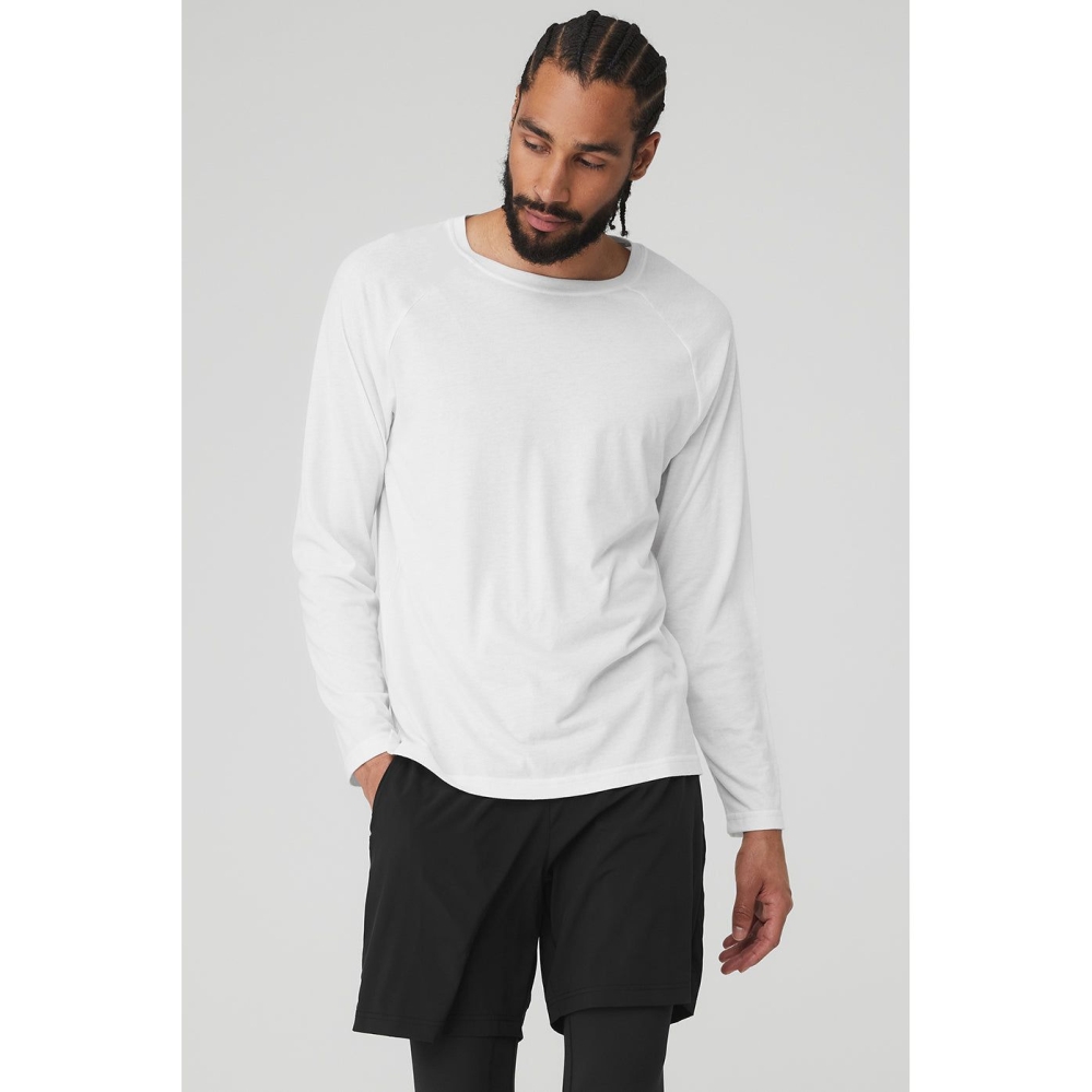 Long Sleeve Alo Yoga Triumph Tee Hombre Blancos | MX-69BEWG