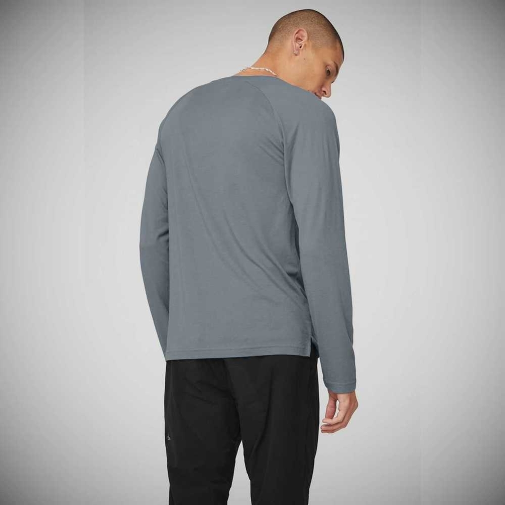 Long Sleeve Alo Yoga Triumph Tee Hombre Azules | MX-89AUZX