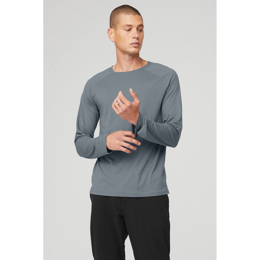 Long Sleeve Alo Yoga Triumph Tee Hombre Azules | MX-89AUZX