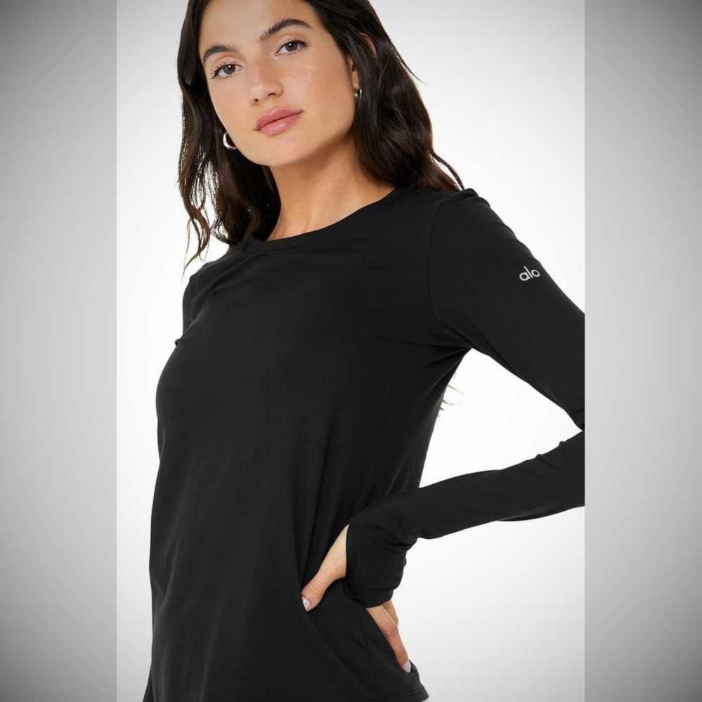 Long Sleeve Top Alo Yoga Alosoft Finesse Mujer Negros | MX-70WLEC