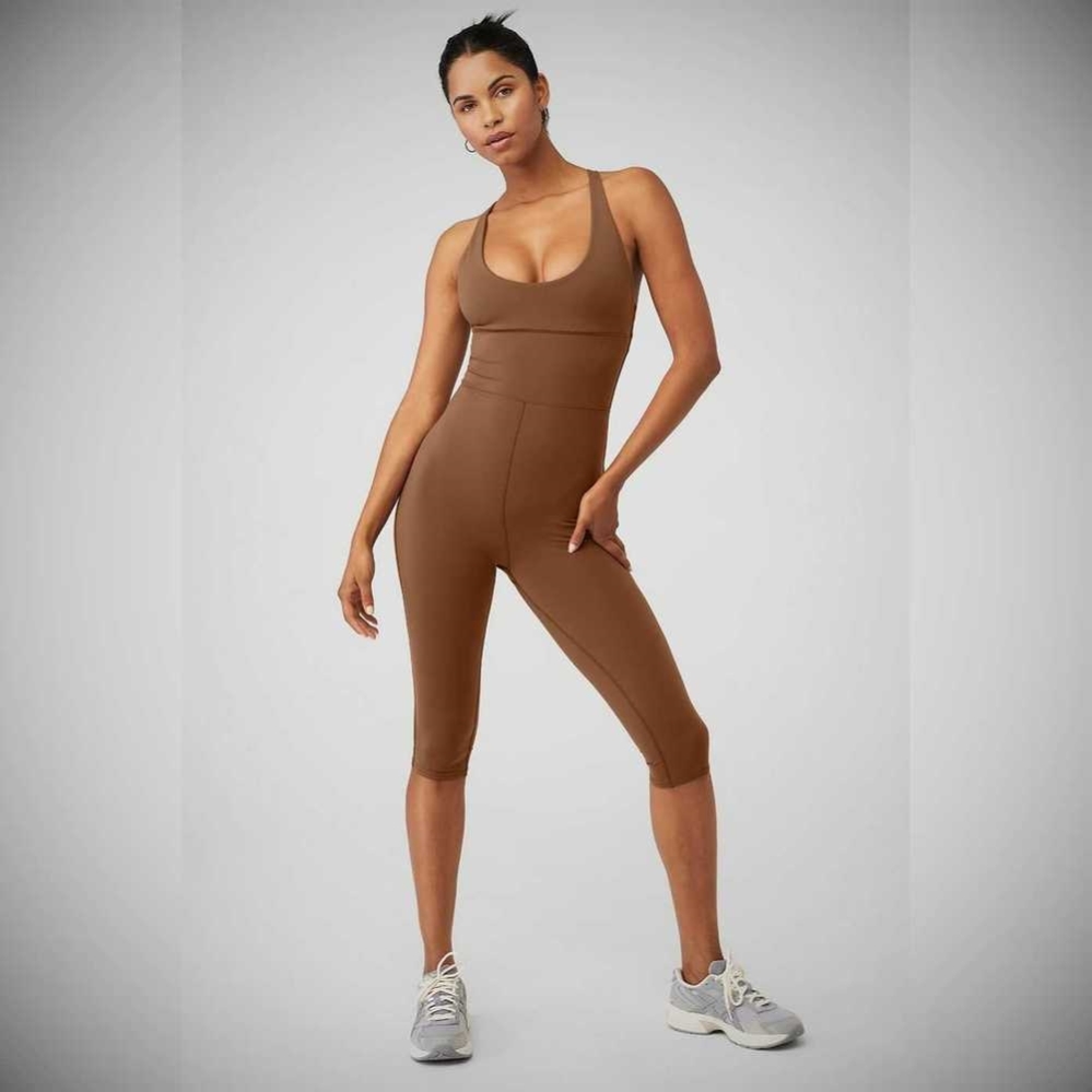 Onesies Alo Yoga Airbrush Physique Mujer Marrom | MX-34ZOBF