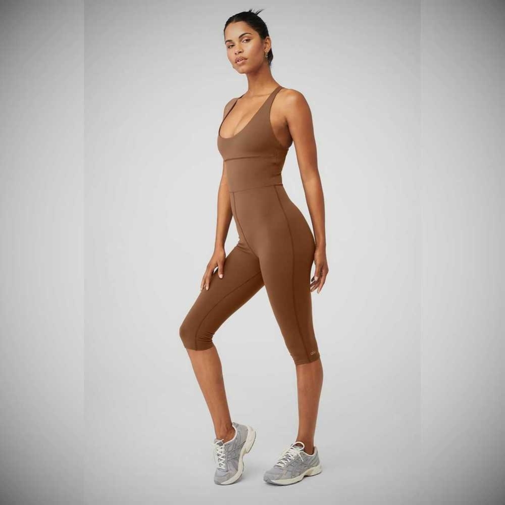 Onesies Alo Yoga Airbrush Physique Mujer Marrom | MX-34ZOBF