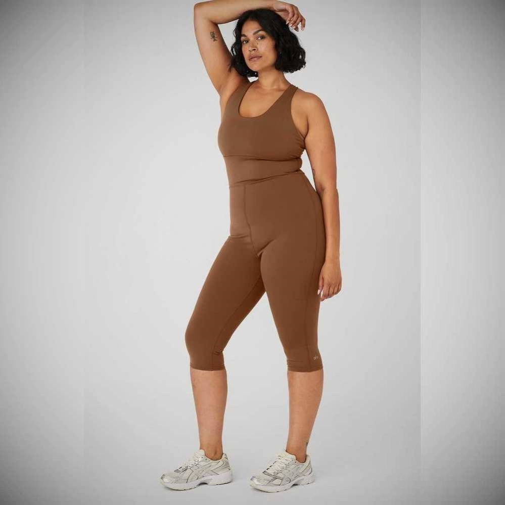 Onesies Alo Yoga Airbrush Physique Mujer Marrom | MX-34ZOBF