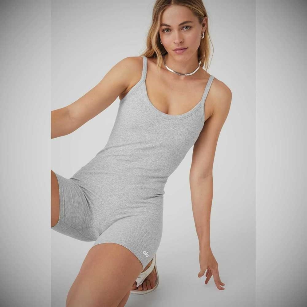 Onesies Alo Yoga Seamless Acanalado Mellow Mujer Grises | MX-34YLZN