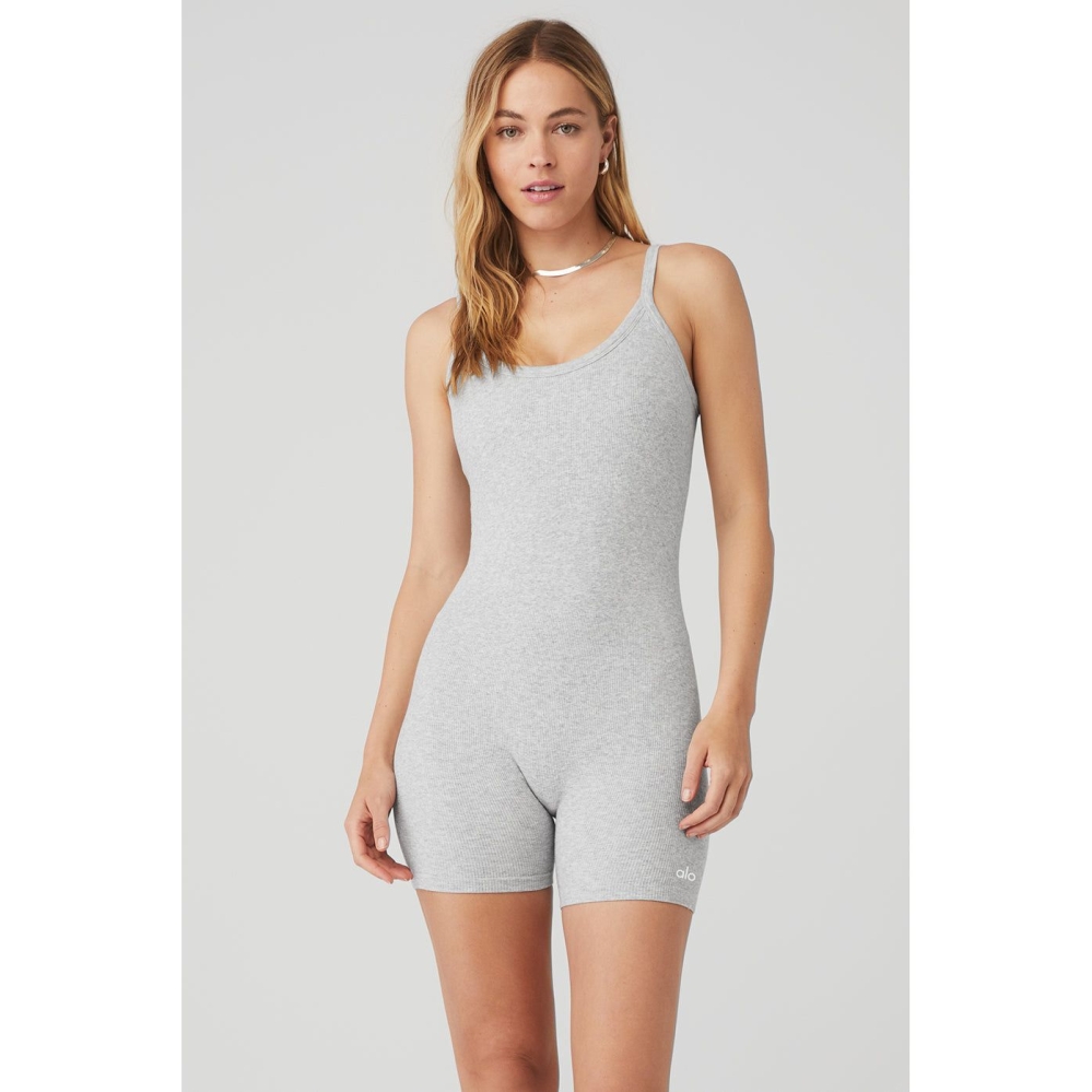 Onesies Alo Yoga Seamless Acanalado Mellow Mujer Grises | MX-34YLZN