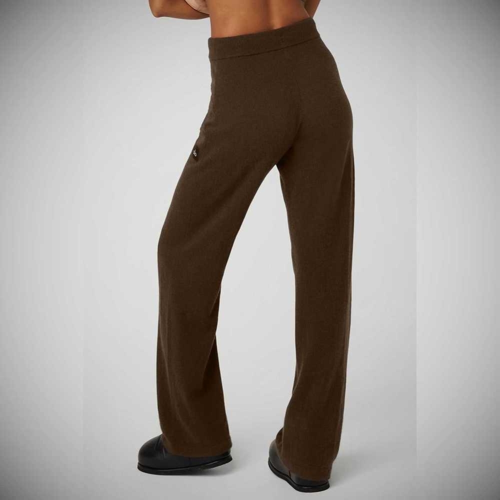 Pantalones Alo Yoga Cashmere High-Cintura Jet Set Anchos Leg Mujer Cafes | MX-45ZLEB