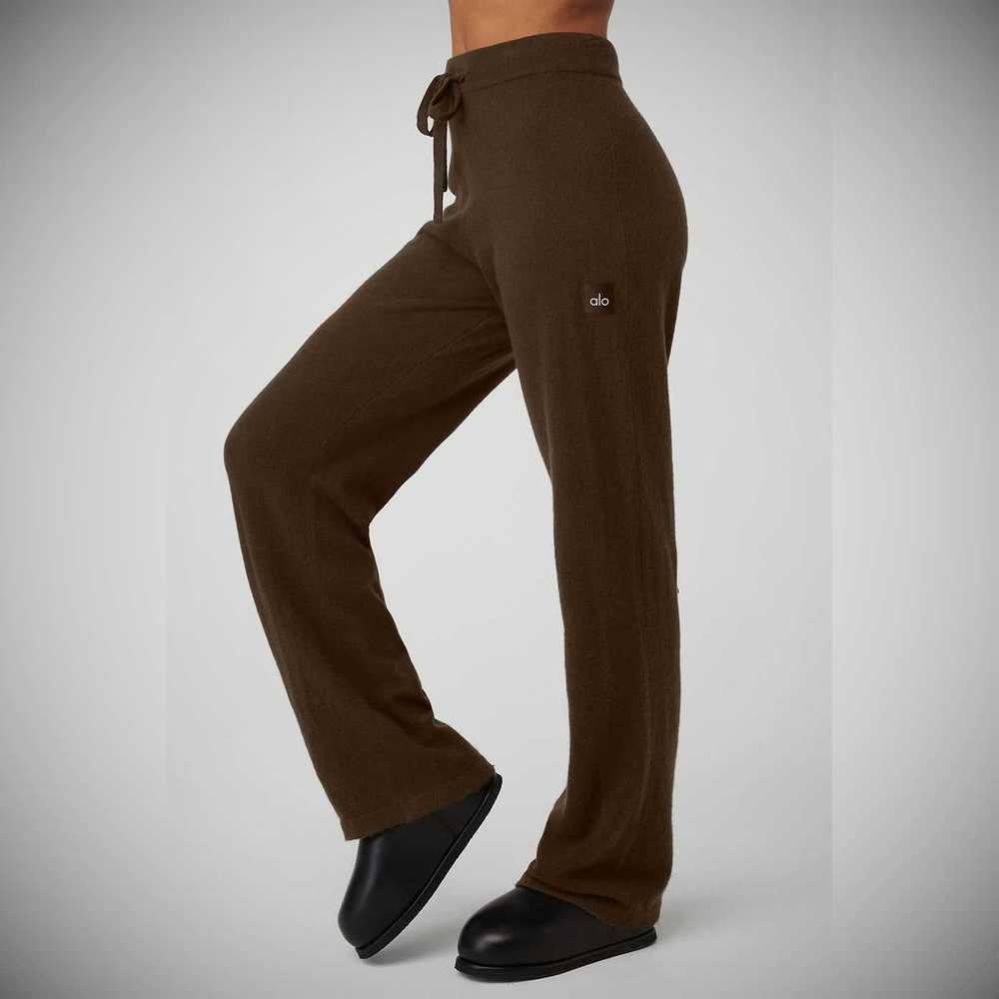 Pantalones Alo Yoga Cashmere High-Cintura Jet Set Anchos Leg Mujer Cafes | MX-45ZLEB