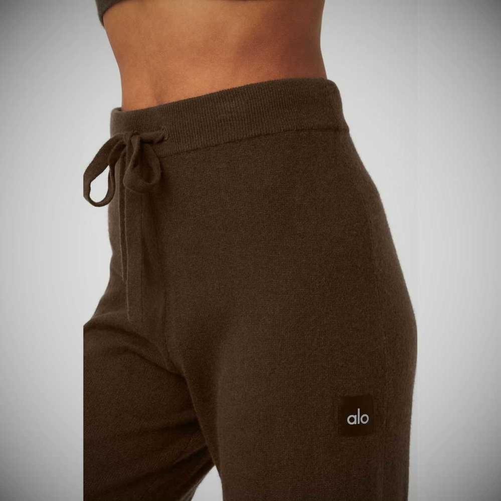 Pantalones Alo Yoga Cashmere High-Cintura Jet Set Anchos Leg Mujer Cafes | MX-45ZLEB