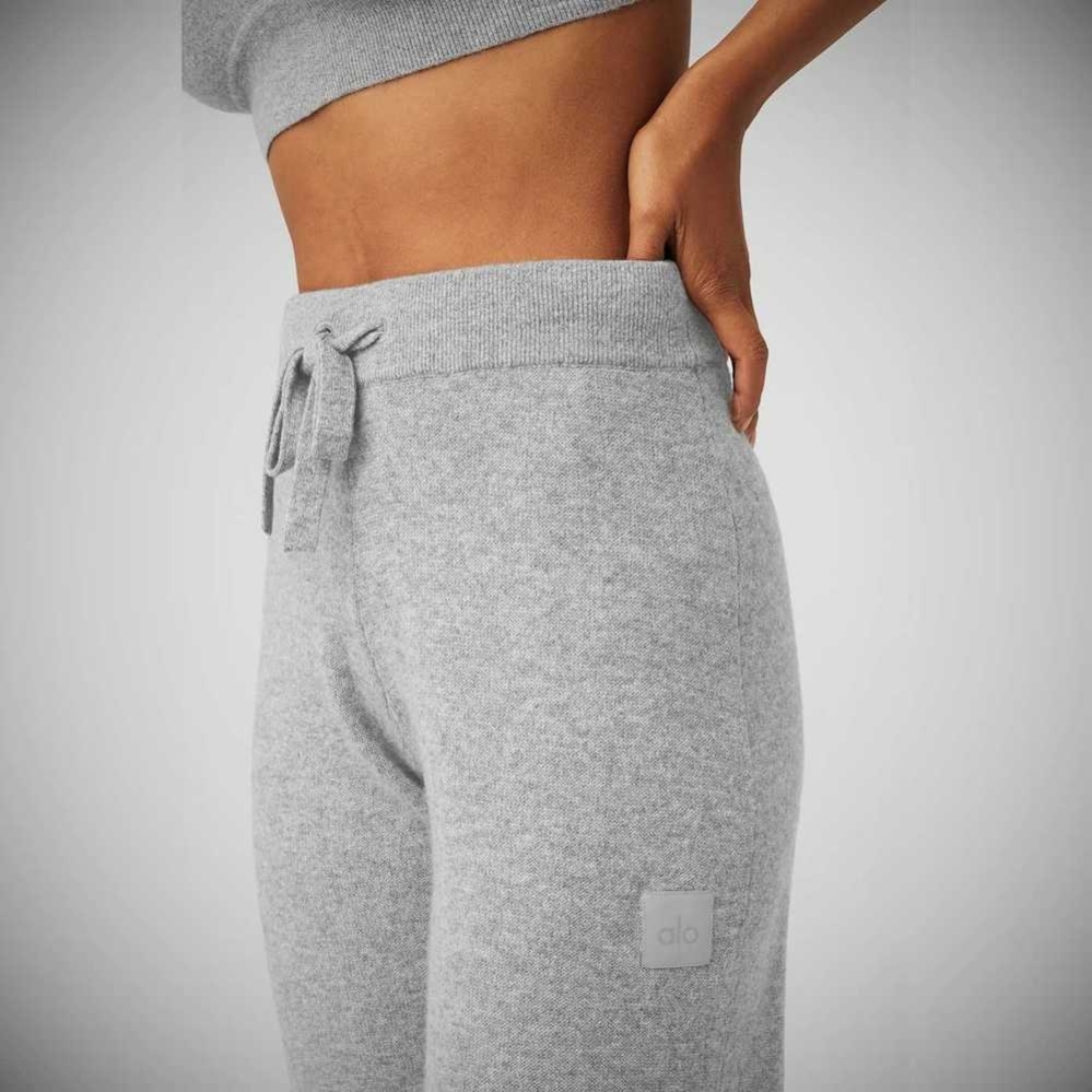 Pantalones Alo Yoga Cashmere High-Cintura Jet Set Anchos Leg Mujer Grises | MX-71ZJQL