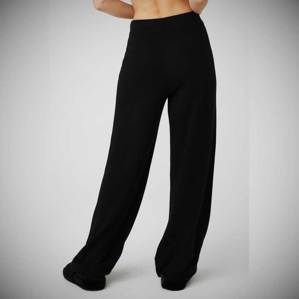 Pantalones Alo Yoga Cashmere High-Cintura Jet Set Anchos Leg Mujer Negros | MX-78XWLT