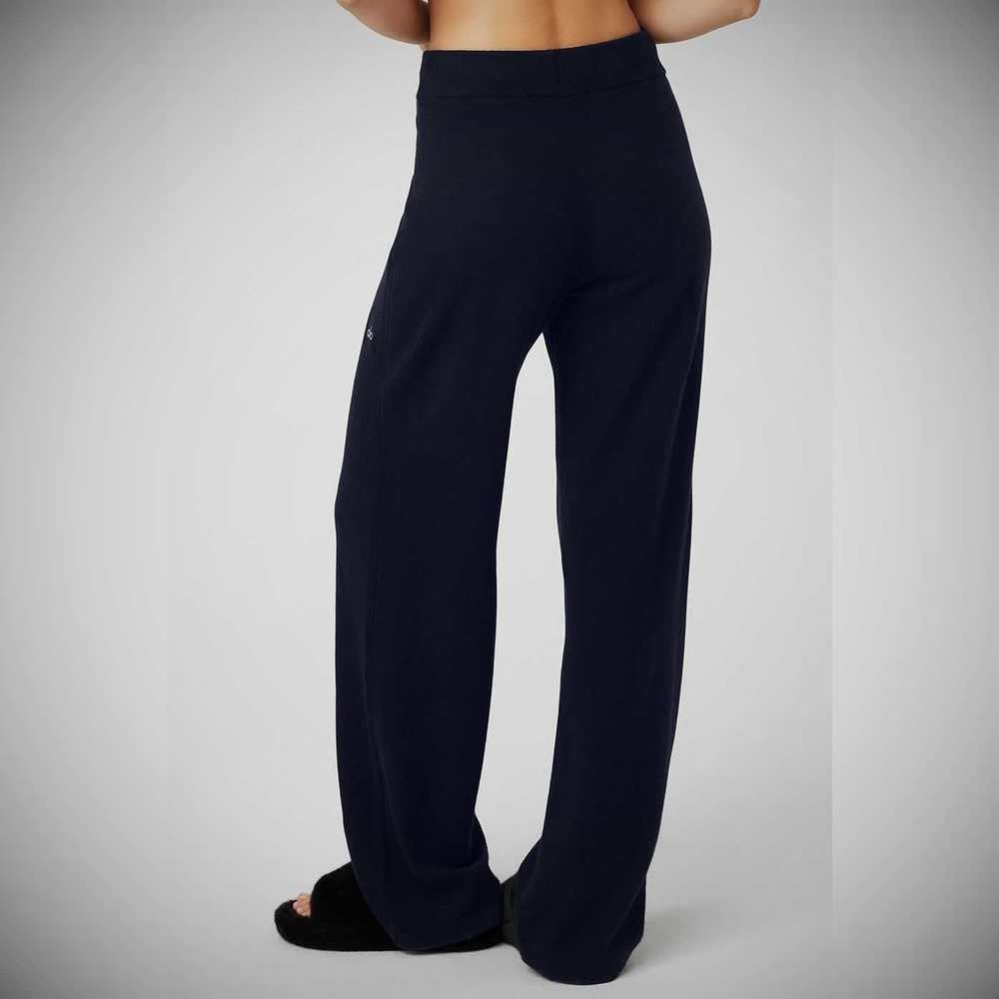 Pantalones Alo Yoga Cashmere High-Cintura Jet Set Anchos Leg Mujer Azul Marino | MX-98IYPX