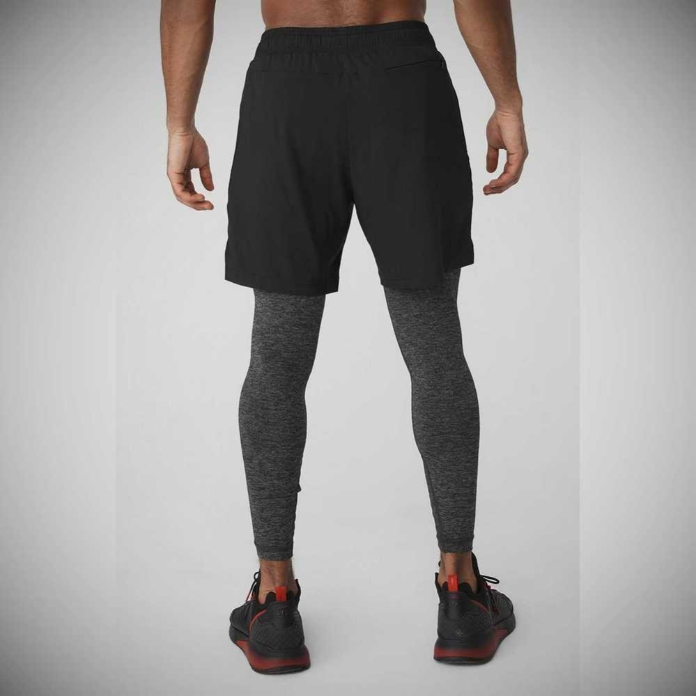 Pantalones Alo Yoga Estabilidade 2-In-1 Hombre Negros Grises Oscuro | MX-75HTBK