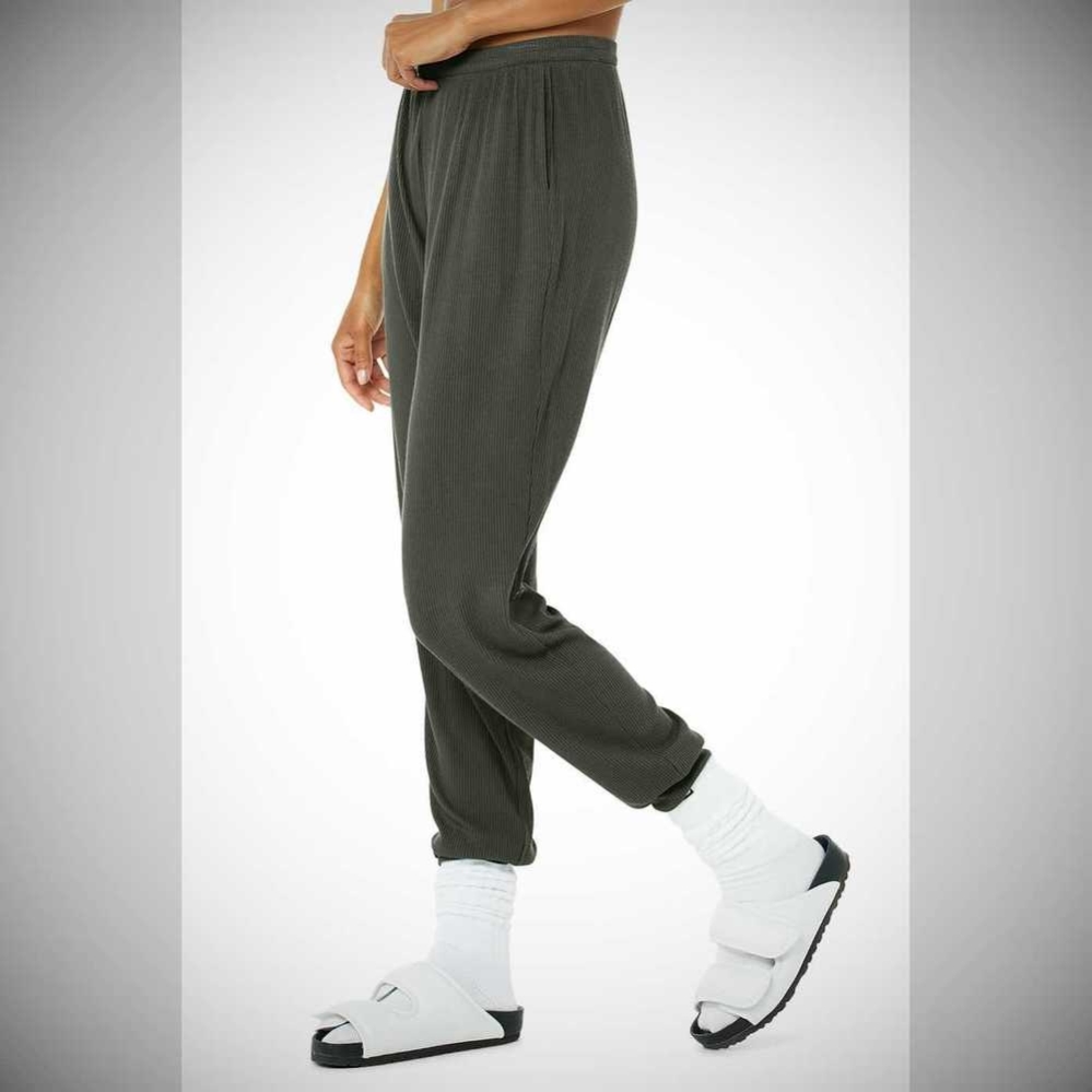 Pantalones Alo Yoga High-Cintura Acanalado Whisper Mujer Verdes Oscuro | MX-19SCXD