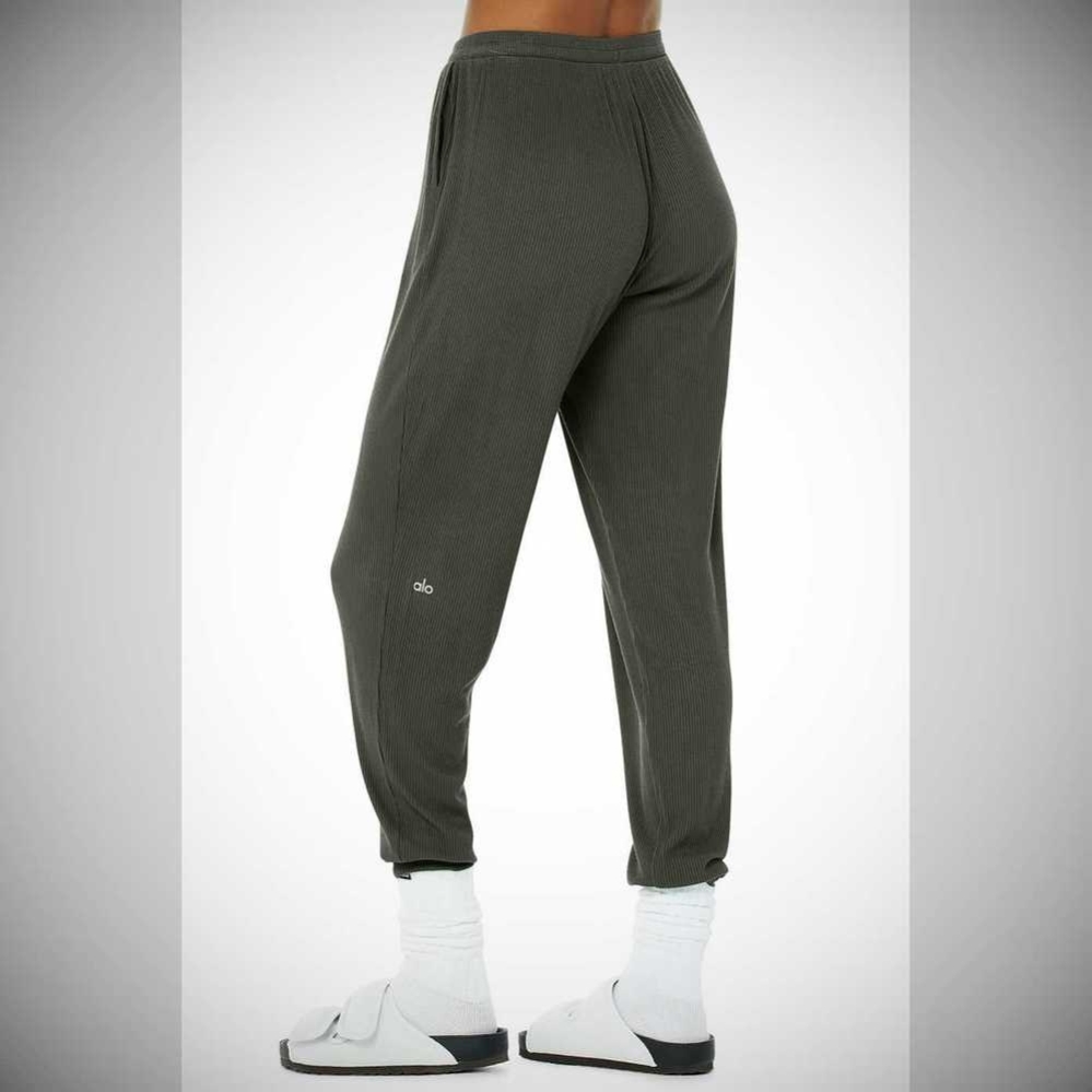 Pantalones Alo Yoga High-Cintura Acanalado Whisper Mujer Verdes Oscuro | MX-19SCXD