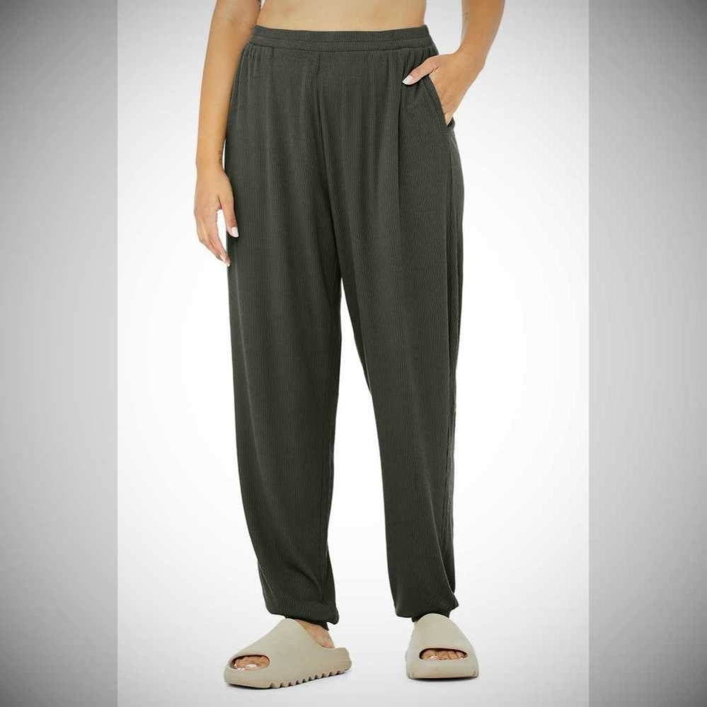 Pantalones Alo Yoga High-Cintura Acanalado Whisper Mujer Verdes Oscuro | MX-19SCXD