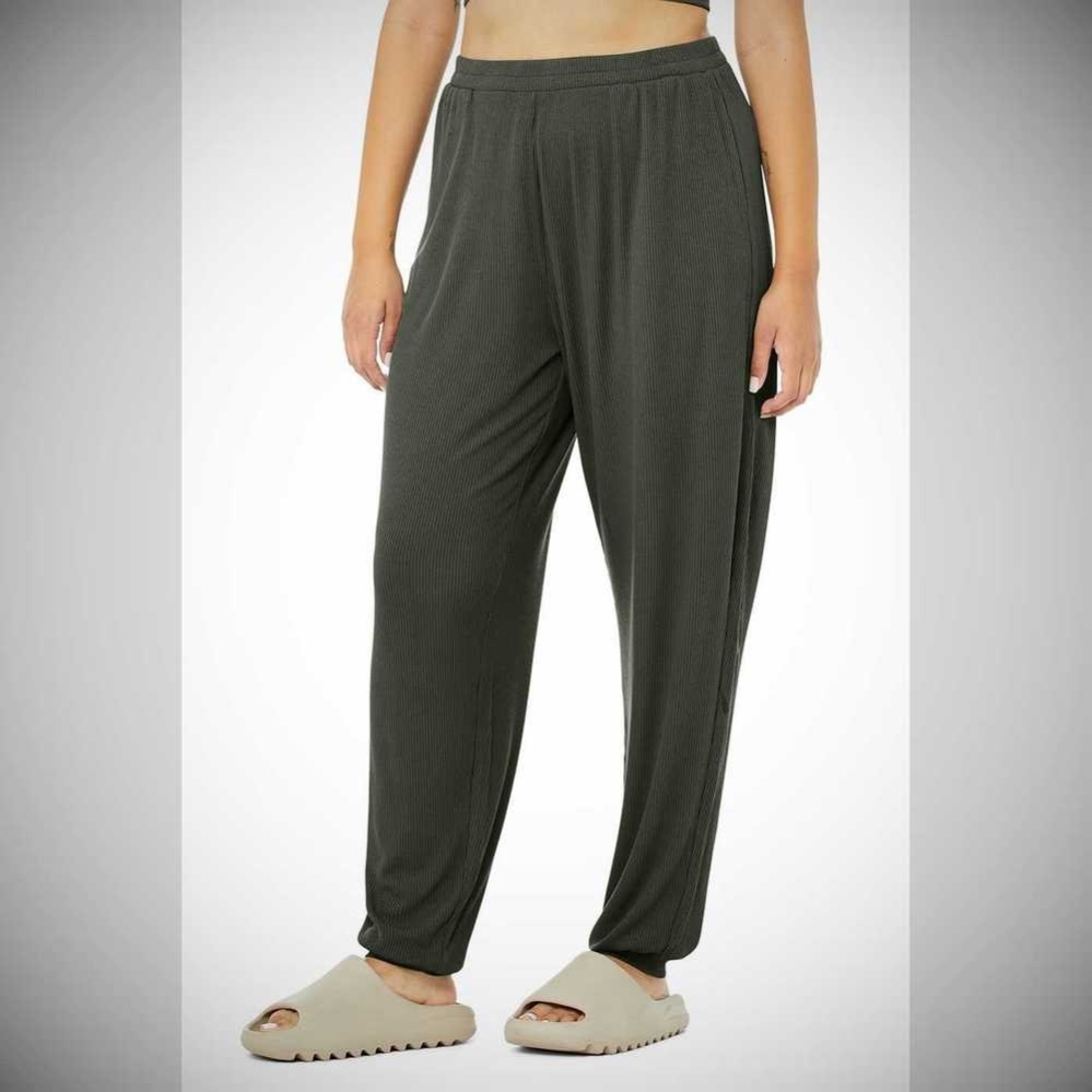 Pantalones Alo Yoga High-Cintura Acanalado Whisper Mujer Verdes Oscuro | MX-19SCXD