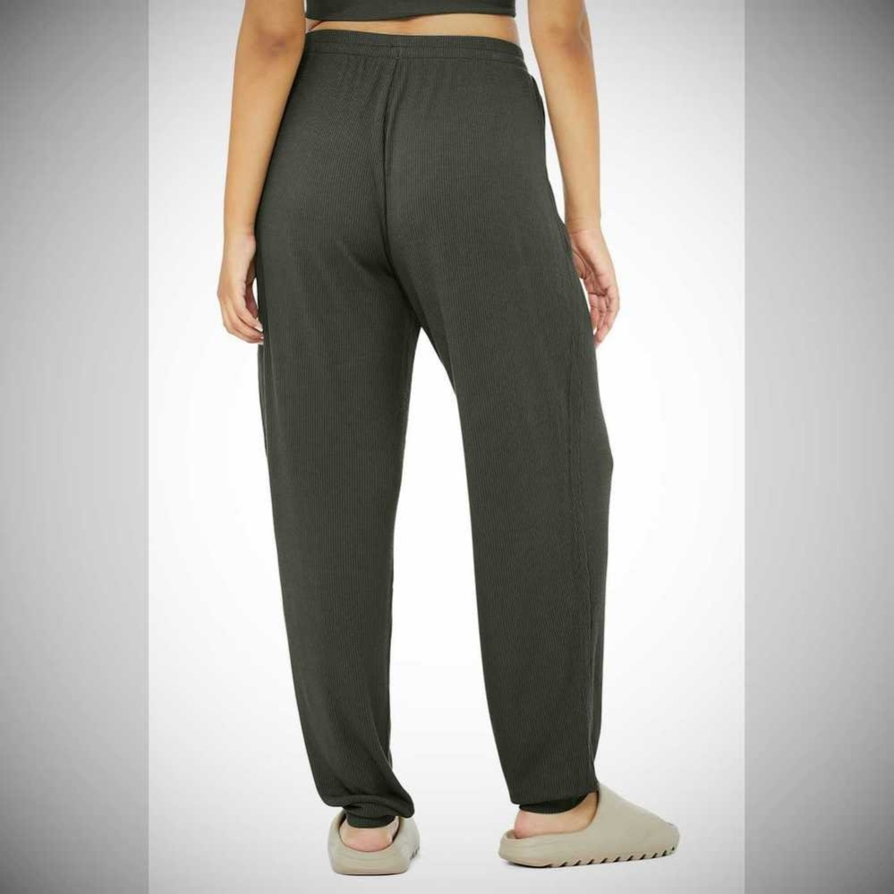 Pantalones Alo Yoga High-Cintura Acanalado Whisper Mujer Verdes Oscuro | MX-19SCXD