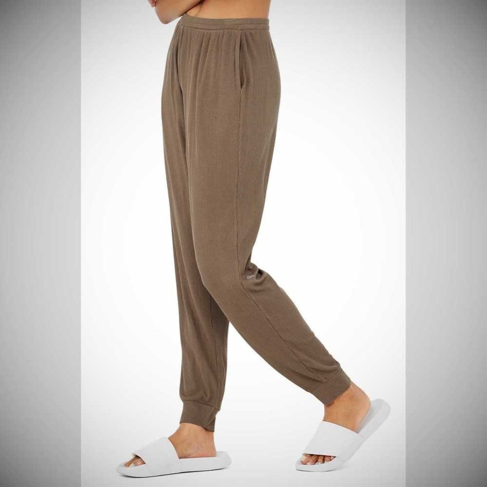 Pantalones Alo Yoga High-Cintura Acanalado Whisper Mujer Cafes | MX-30QUWY