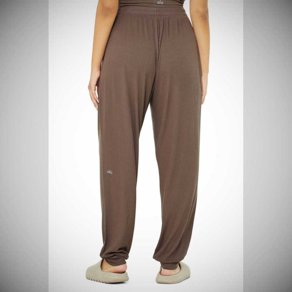 Pantalones Alo Yoga High-Cintura Acanalado Whisper Mujer Cafes | MX-30QUWY