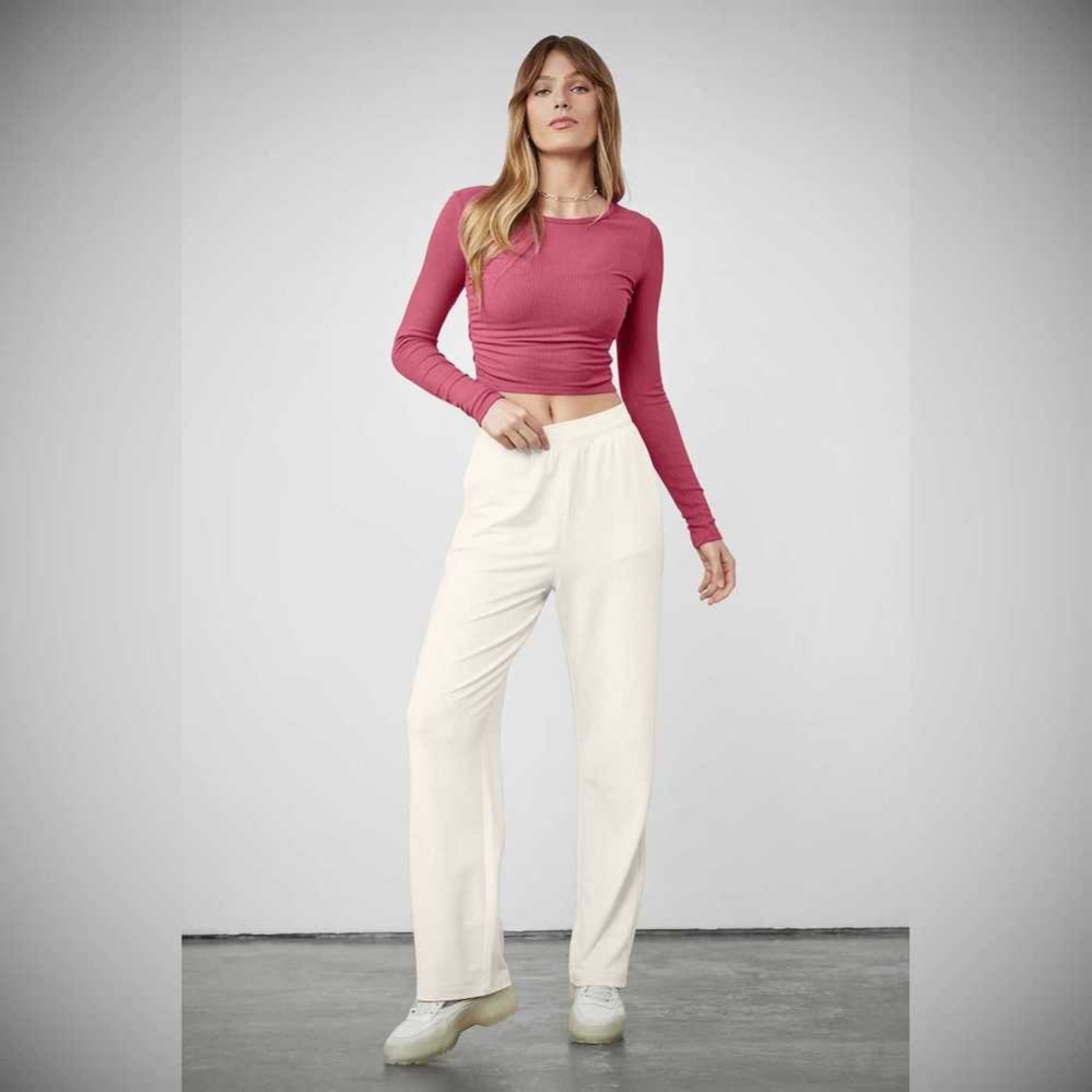 Pantalones Alo Yoga High-Cintura Dreamy Anchos Mujer Blancos | MX-98PYEB