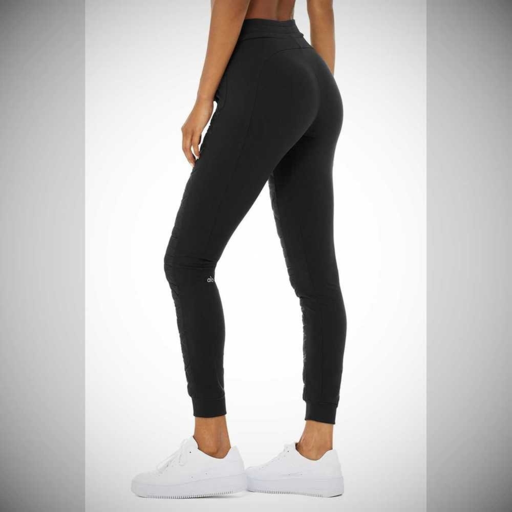 Pantalones Alo Yoga High-Cintura Moto Puffer Mujer Negros | MX-30HDRU