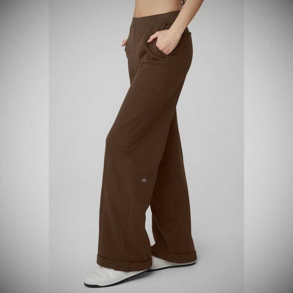 Pantalones Alo Yoga High-Cintura Trouser Anchos Leg Mujer Cafes | MX-57BGCE