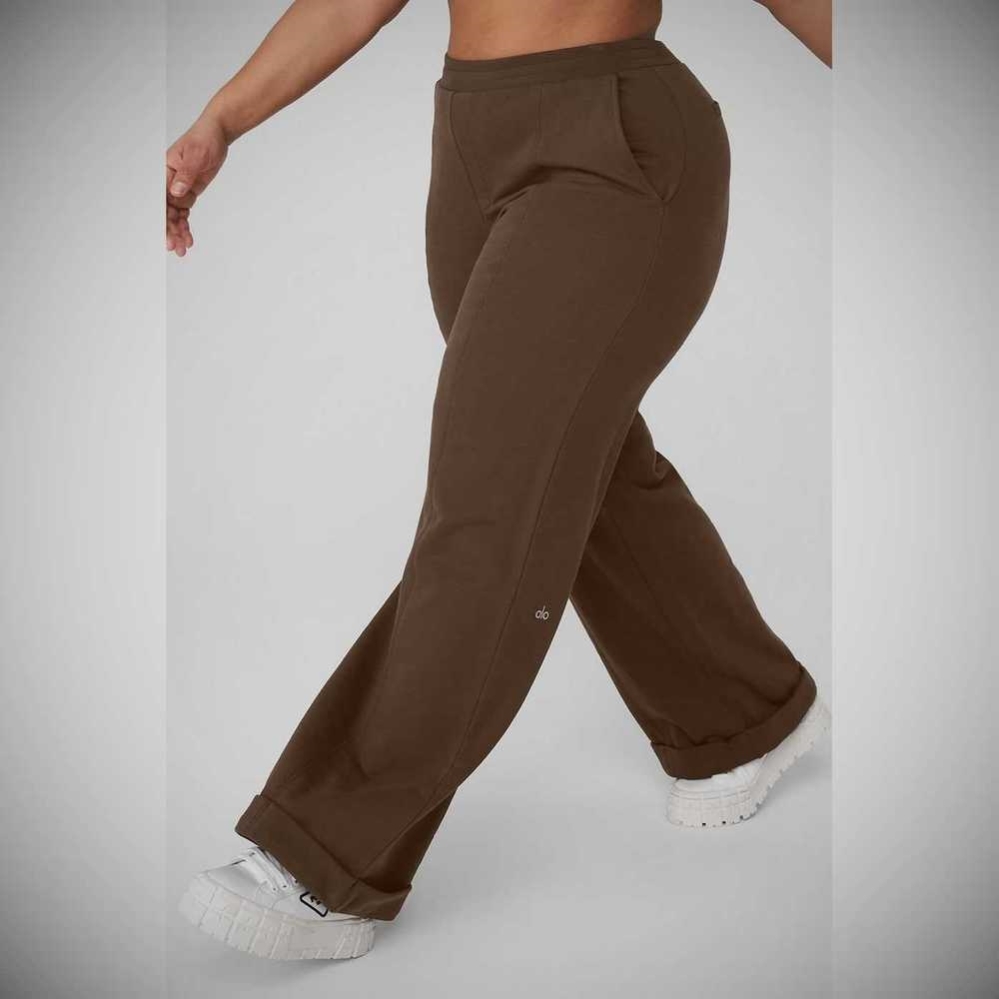 Pantalones Alo Yoga High-Cintura Trouser Anchos Leg Mujer Cafes | MX-57BGCE