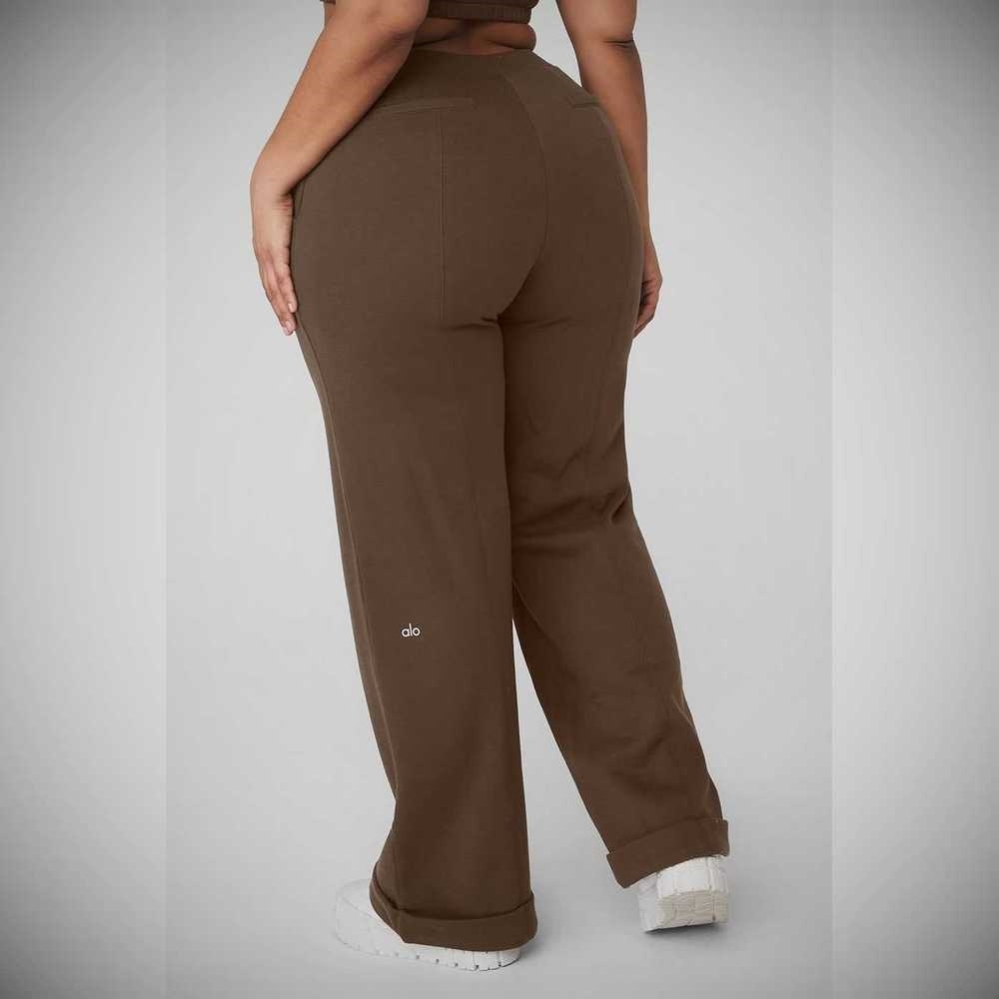 Pantalones Alo Yoga High-Cintura Trouser Anchos Leg Mujer Cafes | MX-57BGCE