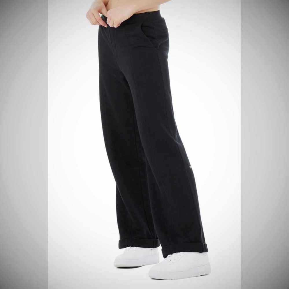 Pantalones Alo Yoga High-Cintura Trouser Anchos Leg Mujer Negros | MX-70ASNY