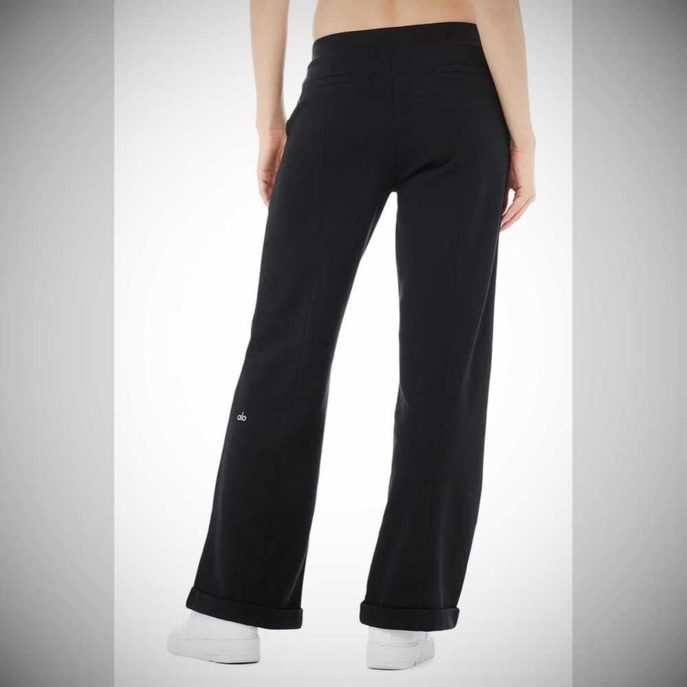 Pantalones Alo Yoga High-Cintura Trouser Anchos Leg Mujer Negros | MX-70ASNY