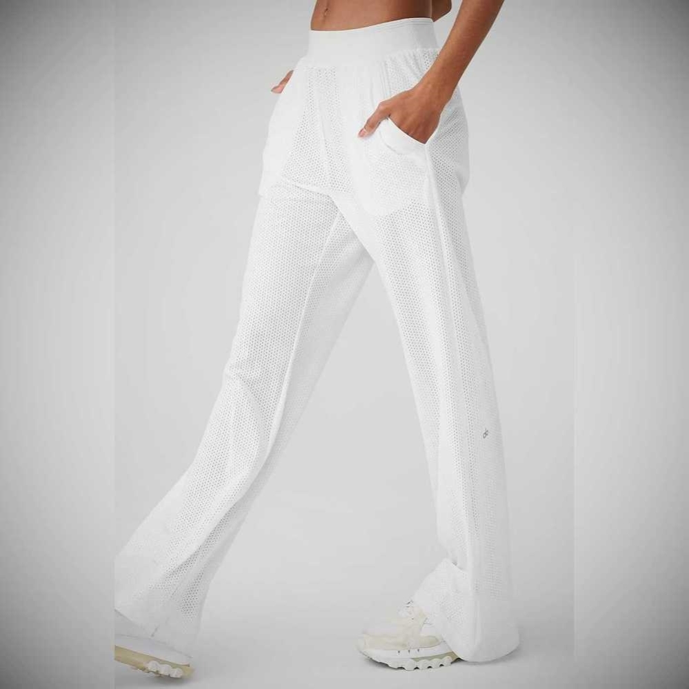 Pantalones Alo Yoga Mesh All-Star Anchos Leg Mujer Blancos | MX-70AJUW