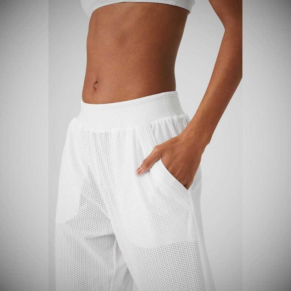 Pantalones Alo Yoga Mesh All-Star Anchos Leg Mujer Blancos | MX-70AJUW