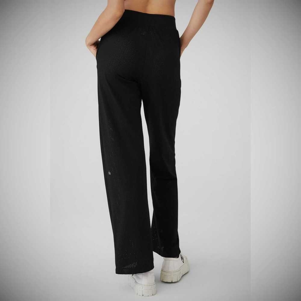 Pantalones Alo Yoga Mesh All-Star Anchos Leg Mujer Negros | MX-79NTOJ