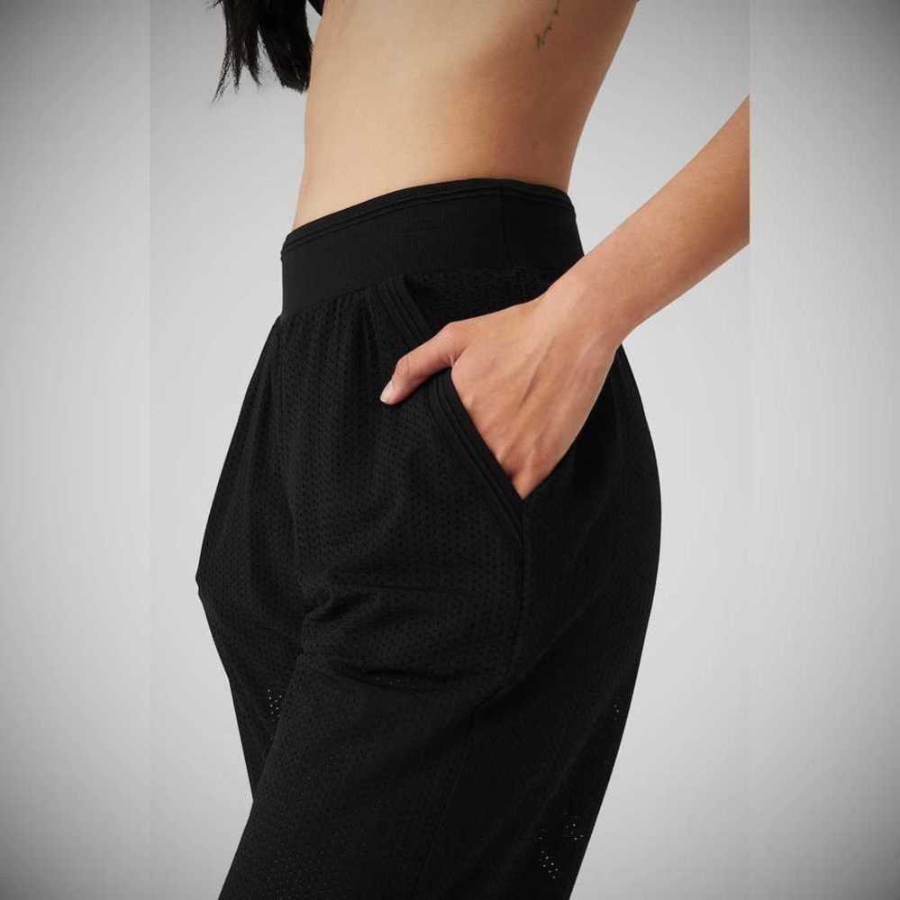 Pantalones Alo Yoga Mesh All-Star Anchos Leg Mujer Negros | MX-79NTOJ