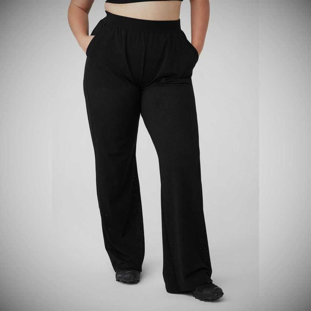 Pantalones Alo Yoga Mesh All-Star Anchos Leg Mujer Negros | MX-79NTOJ